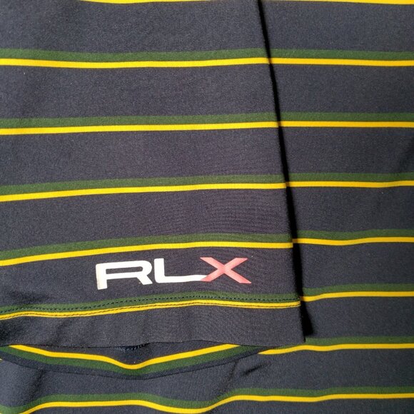 Ralph Lauren RLX Polo Shirt Men XL Golf Course Logo Blue Green Yellow Striped - Picture 15 of 16